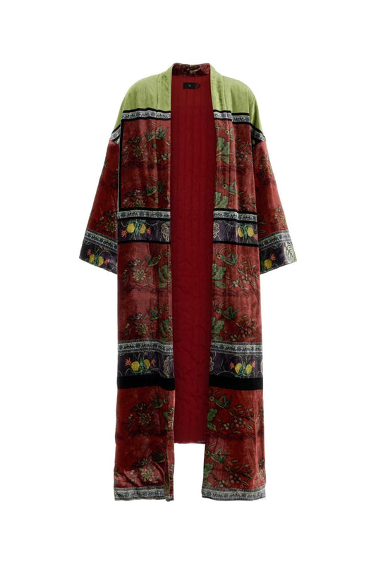 VELVET BELLYBAND LONG ROBE BLAZERS AND VESTS