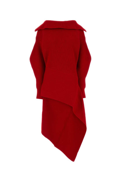 HIGH NECK SLASHED KNITTED DRESS DRESSES