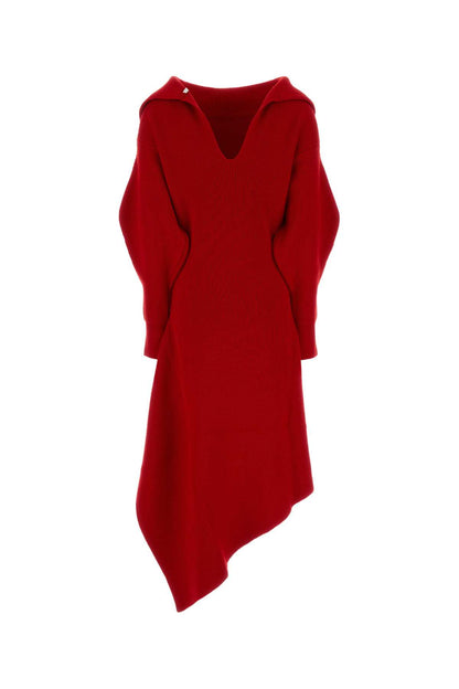 HIGH NECK SLASHED KNITTED DRESS DRESSES