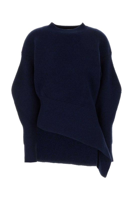 CREW NECK ASYMMETRIC LONG JUMPER BLAZERS AND VESTS