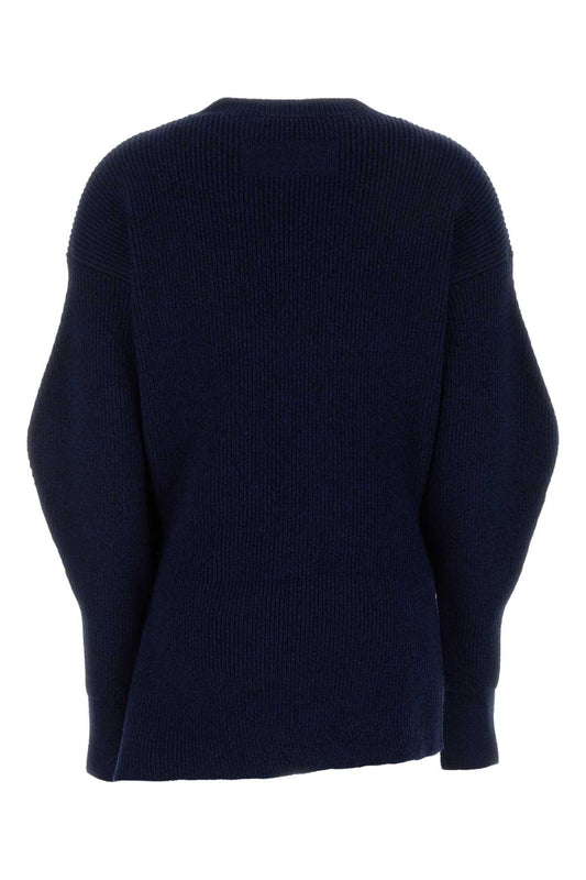 CREW NECK ASYMMETRIC LONG JUMPER BLAZERS AND VESTS