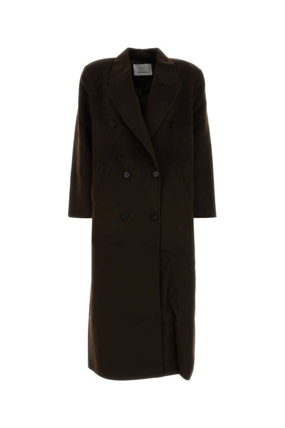GAIA DOUBLE BREASTED COAT - DARK BROWN COATS