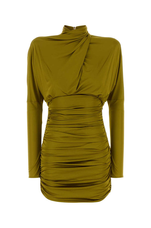 LS OPEN BACK DRAPED VISCOSE JERSEY DRESS DRESSES