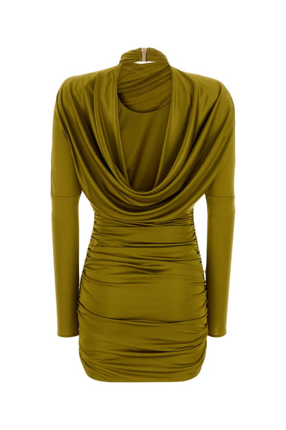 LS OPEN BACK DRAPED VISCOSE JERSEY DRESS DRESSES