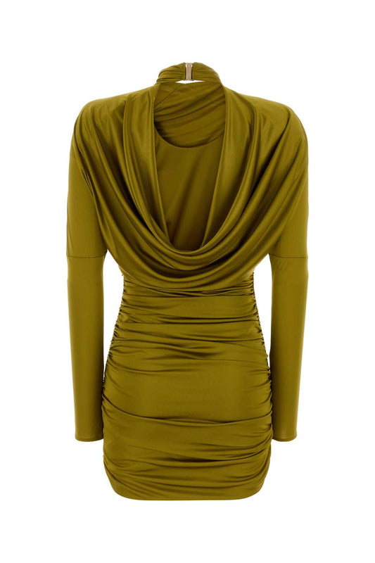 LS OPEN BACK DRAPED VISCOSE JERSEY DRESS DRESSES