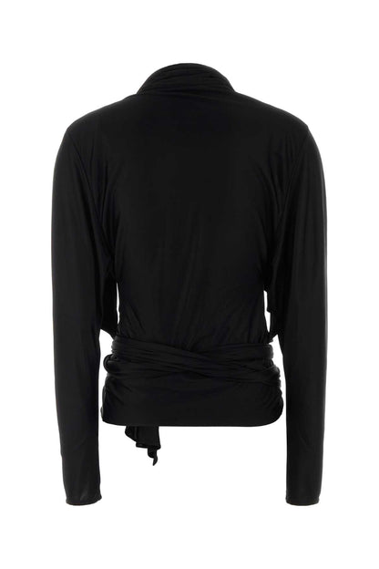 LS OPEN NECK DRAPED VISCOSE JERSEY TOP TOPS