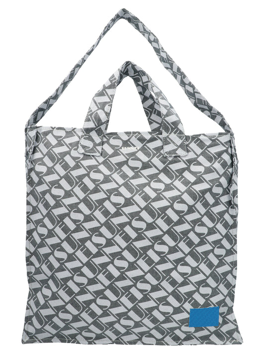 Logo print denim shopping bag Tote bag