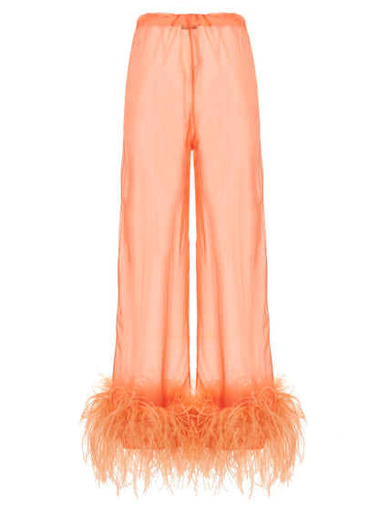 Feather silk pants Pants