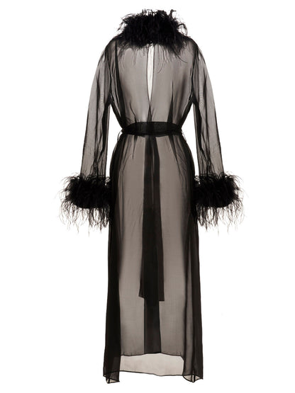 Feather silk dressing gown Underwear, body