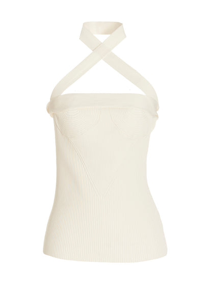 Asymmetric shoulder knit top Tops