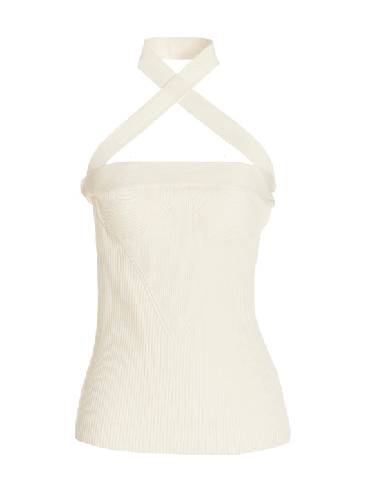 Asymmetric shoulder knit top Tops