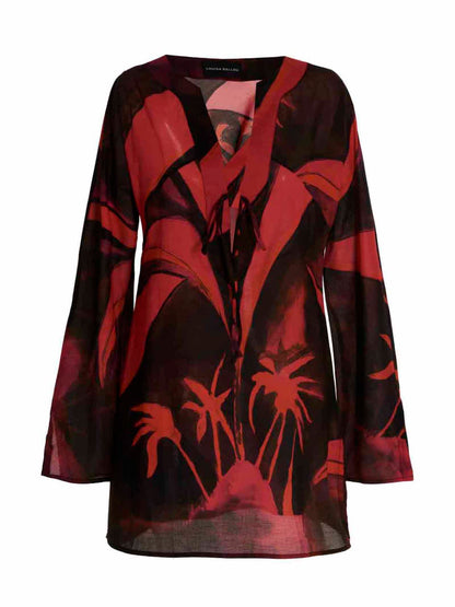 Printed short kaftano Beachwear