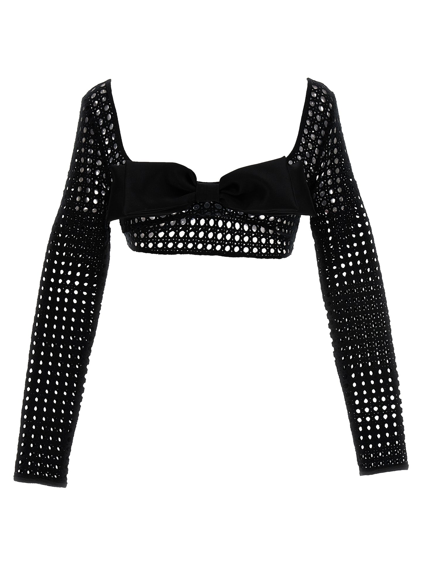Cropped macramé bow top Tops