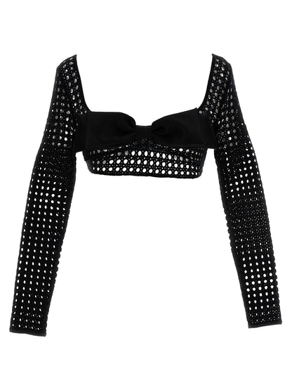 Cropped macramé bow top Tops