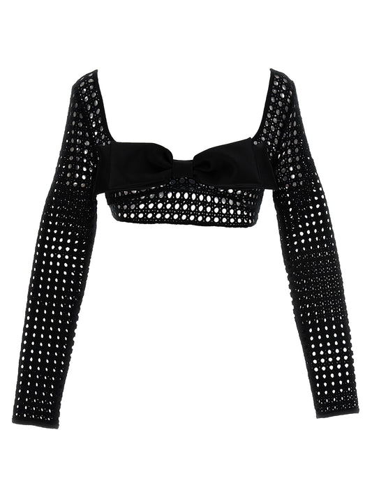 Cropped macramé bow top Tops