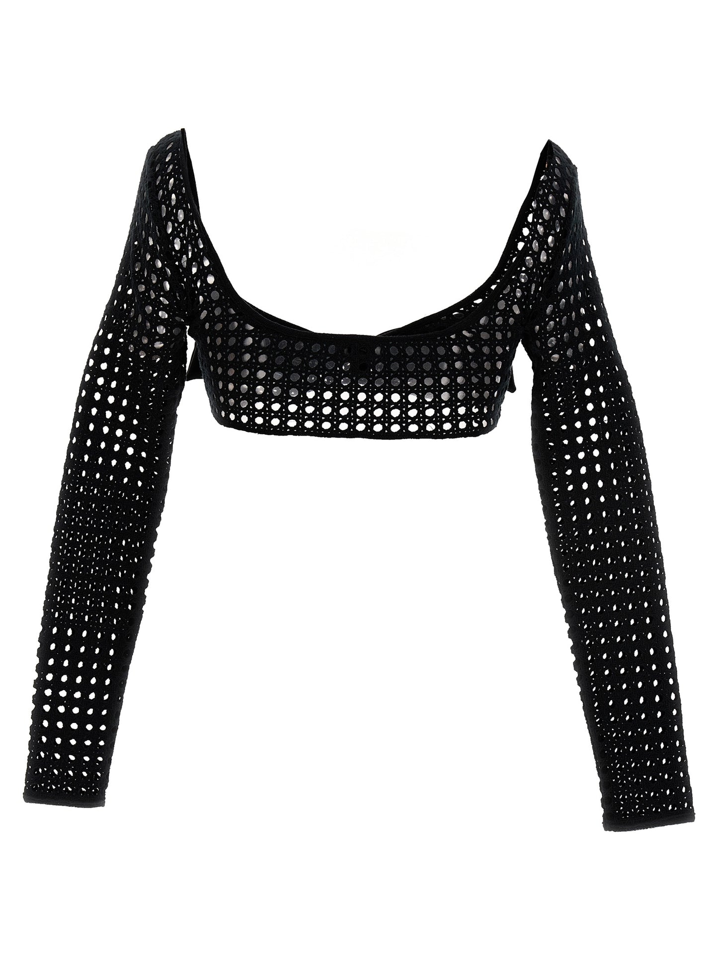 Cropped macramé bow top Tops