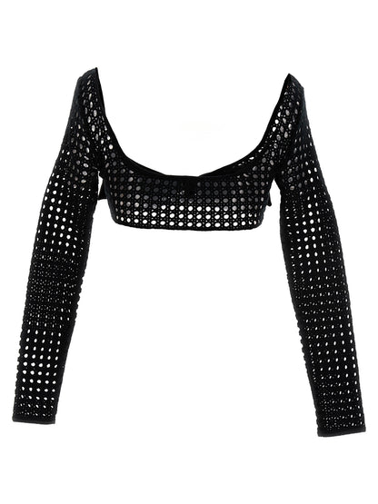 Cropped macramé bow top Tops