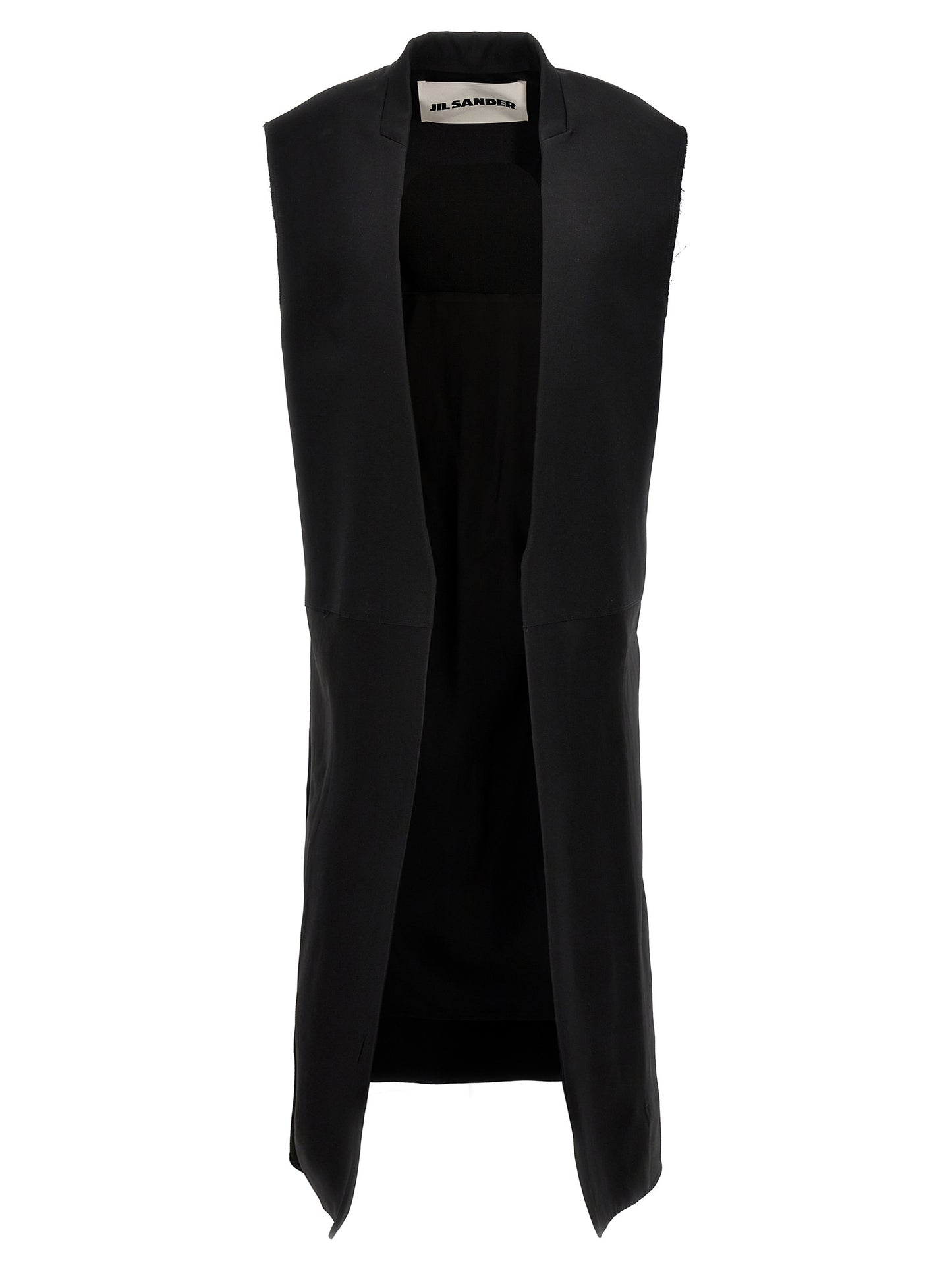Two-material long vest Gilet