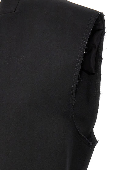 Two-material long vest Gilet