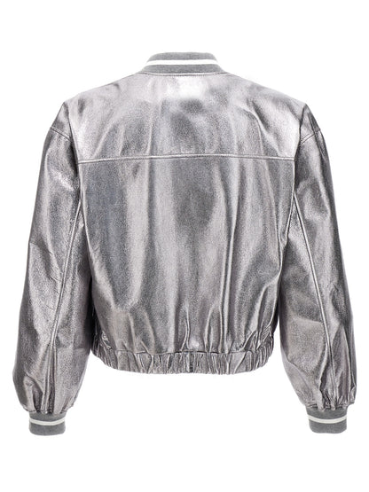 Laminated leather bomber jacket Down jacket, Parka, Casual jackets
