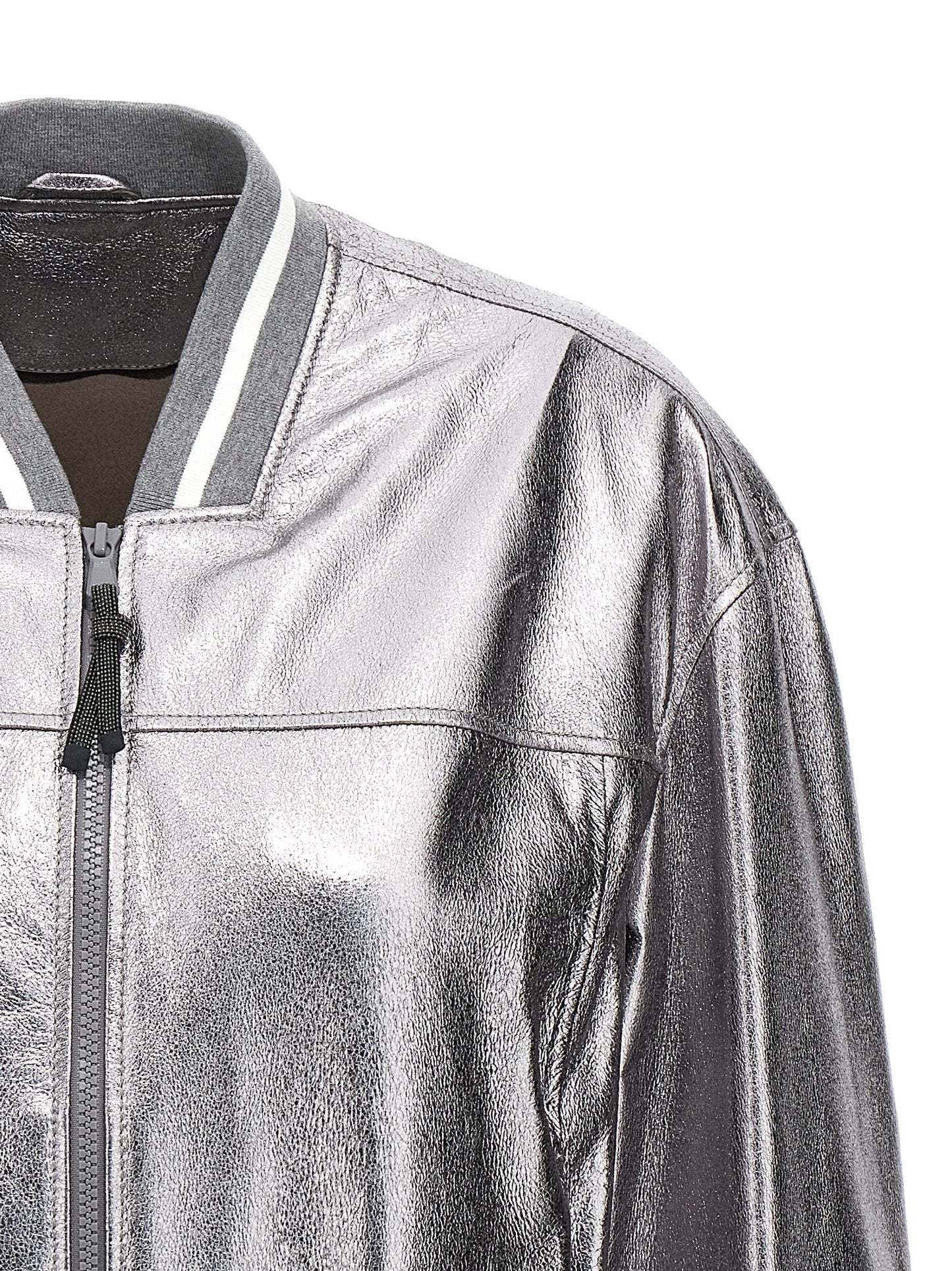 Laminated leather bomber jacket Down jacket, Parka, Casual jackets