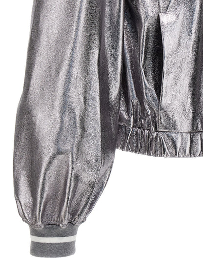 Laminated leather bomber jacket Down jacket, Parka, Casual jackets