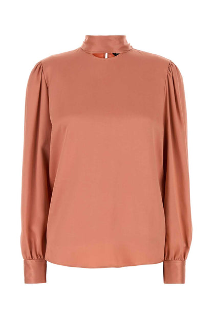 FLUID DOUBLE SILK SATIN LONG SLEEV TOPS