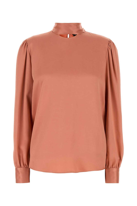 FLUID DOUBLE SILK SATIN LONG SLEEV TOPS