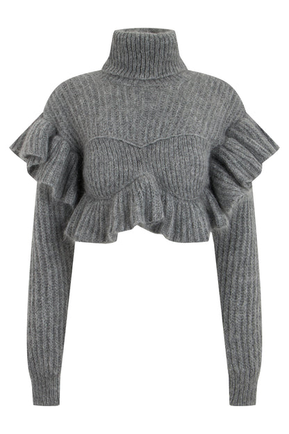 High neck sweater in mohair wool blend RTW