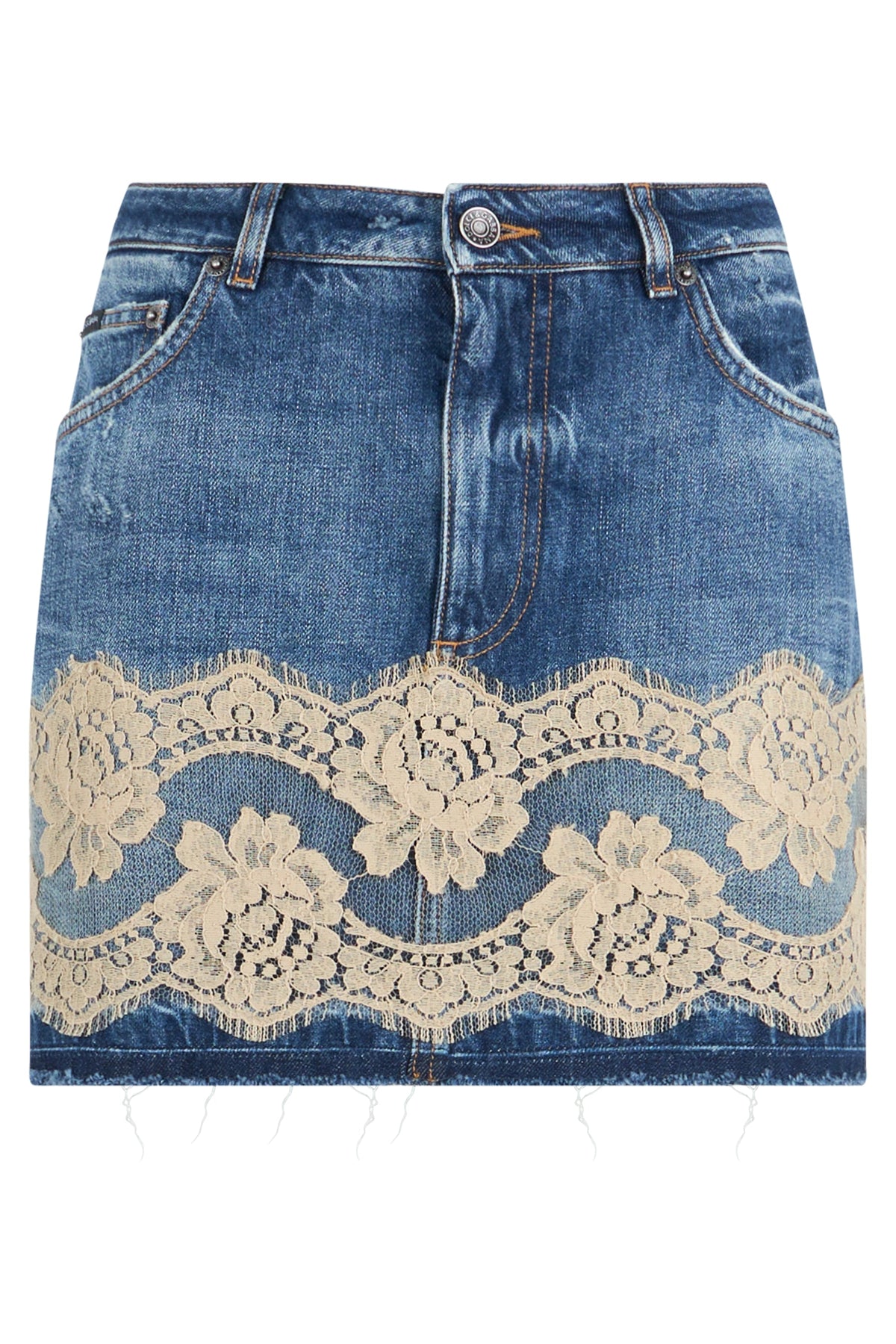 Mini skirt with lace inserts RTW