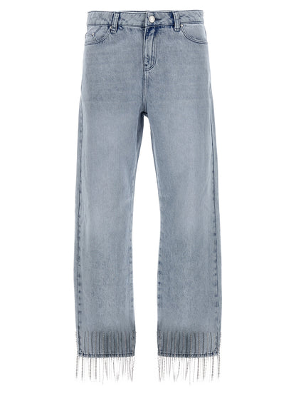 Rhinestone fringed jeans Jeans