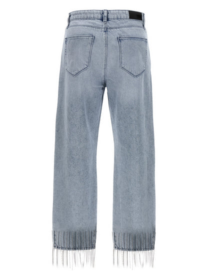 Rhinestone fringed jeans Jeans
