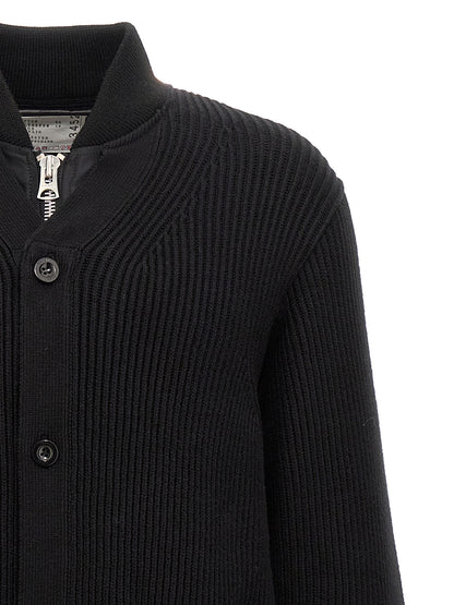 Nylon insert cardigan Sweater, cardigans