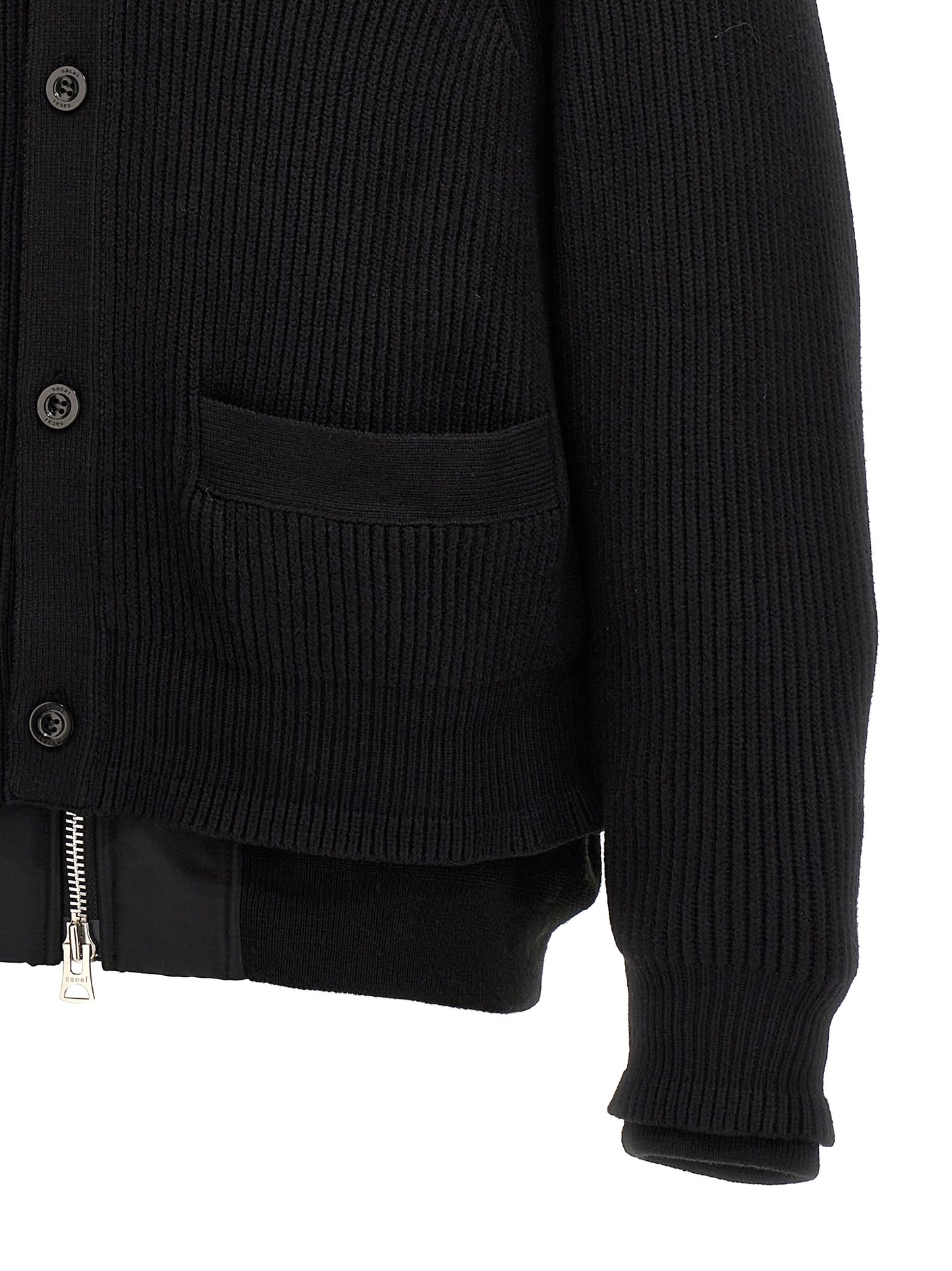 Nylon insert cardigan Sweater, cardigans