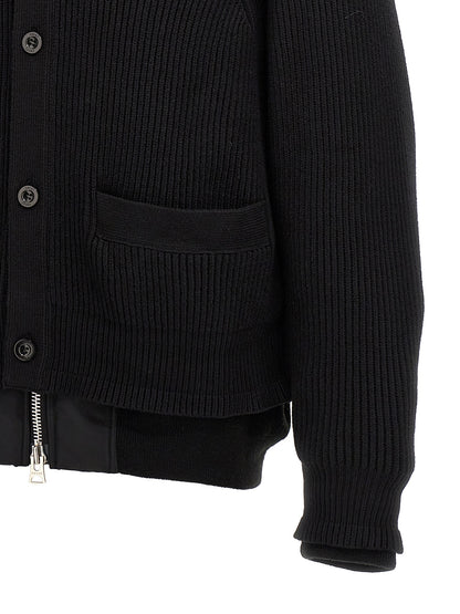 Nylon insert cardigan Sweater, cardigans