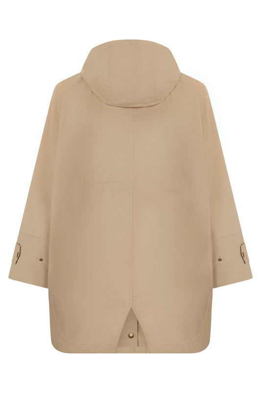 Coat with hood in blended cotton RTW
