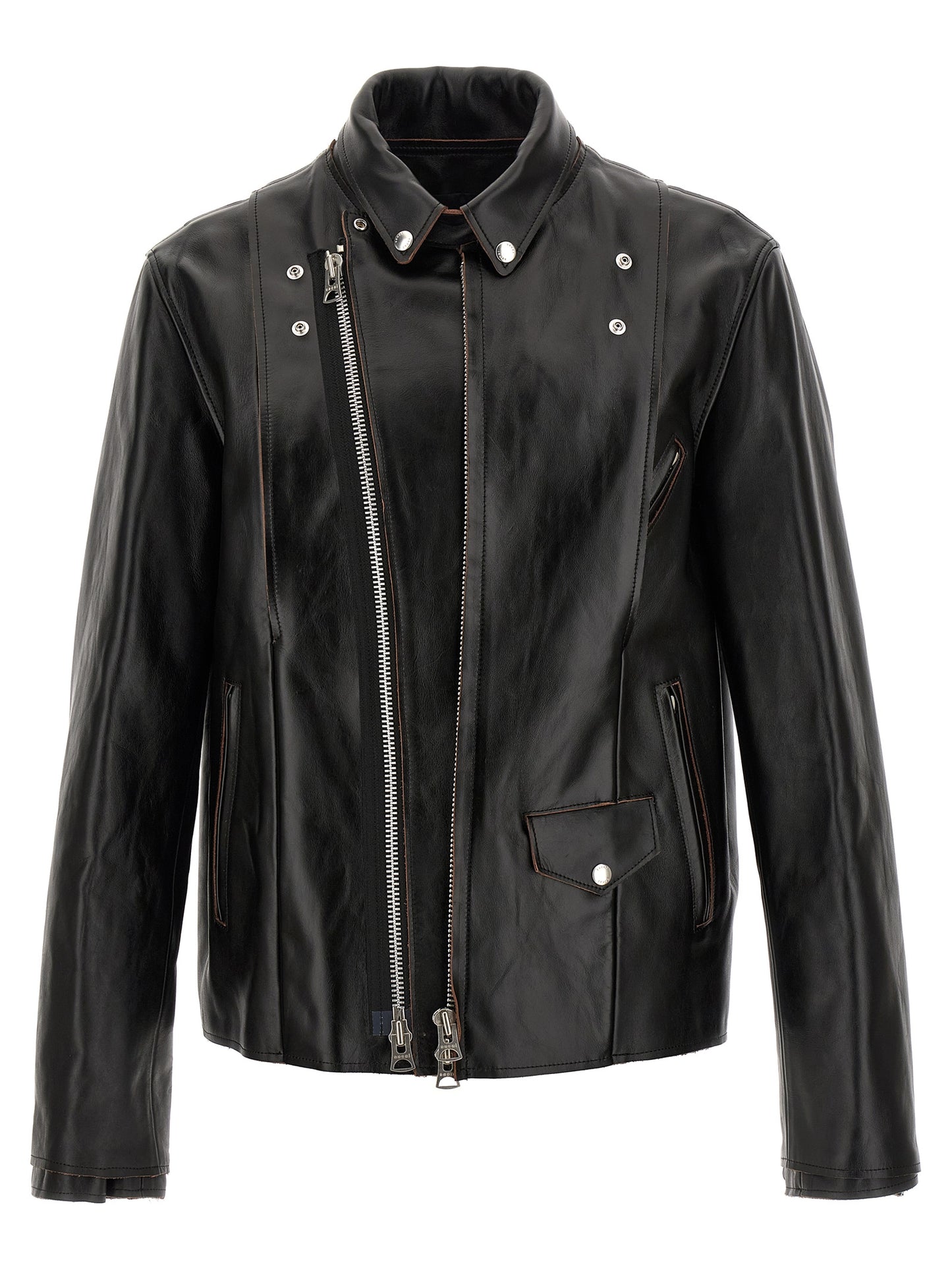 Leather biker jacket Down jacket, Parka, Casual jackets