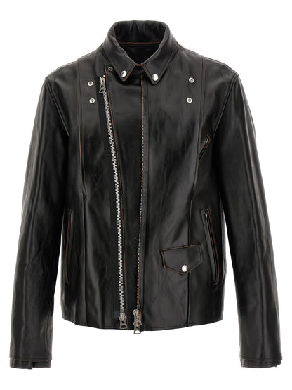 Leather biker jacket Down jacket, Parka, Casual jackets