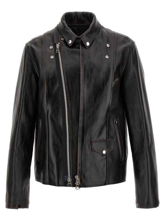 Leather biker jacket Down jacket, Parka, Casual jackets