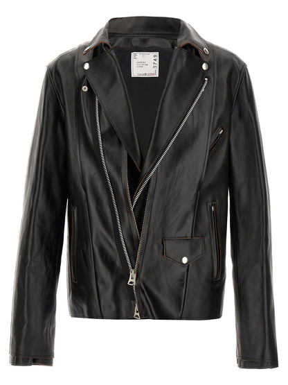 Leather biker jacket Down jacket, Parka, Casual jackets