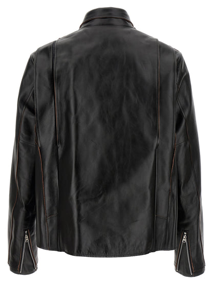 Leather biker jacket Down jacket, Parka, Casual jackets