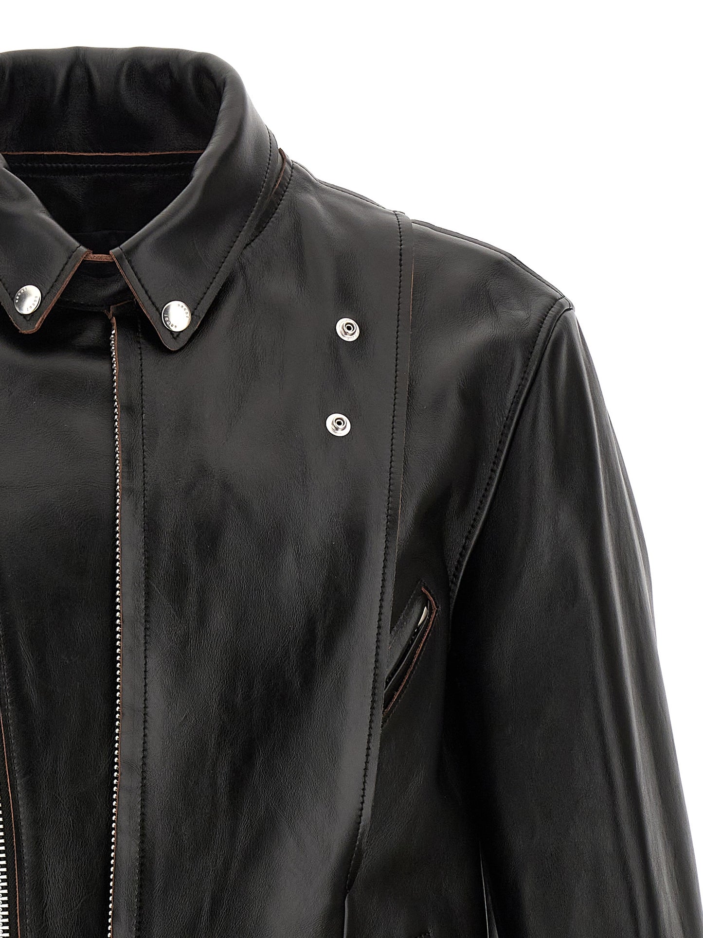 Leather biker jacket Down jacket, Parka, Casual jackets