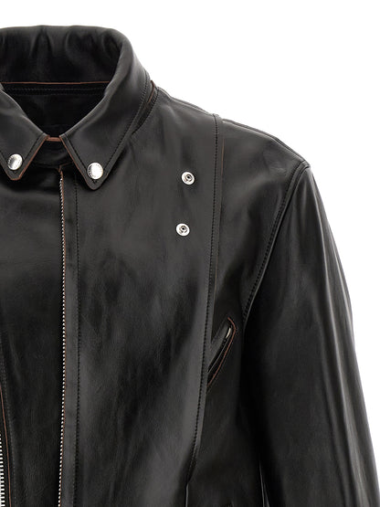 Leather biker jacket Down jacket, Parka, Casual jackets