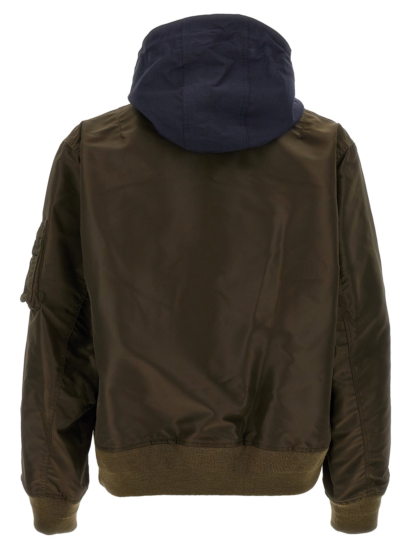 Hooded nylon bomber jacket Down jacket, Parka, Casual jackets