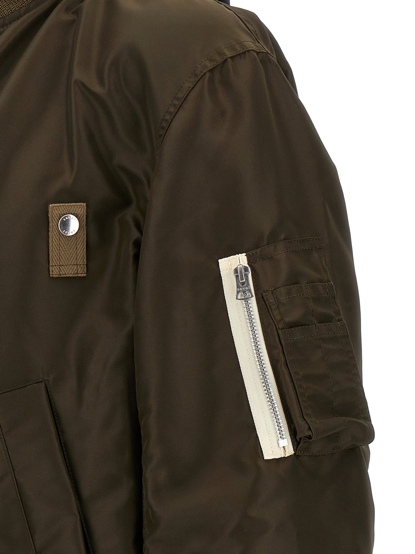 Hooded nylon bomber jacket Down jacket, Parka, Casual jackets
