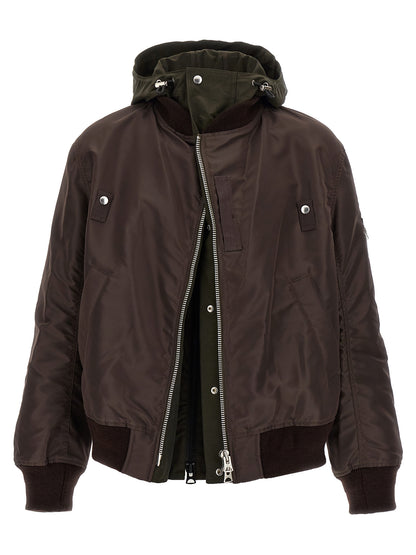Hooded nylon bomber jacket Down jacket, Parka, Casual jackets