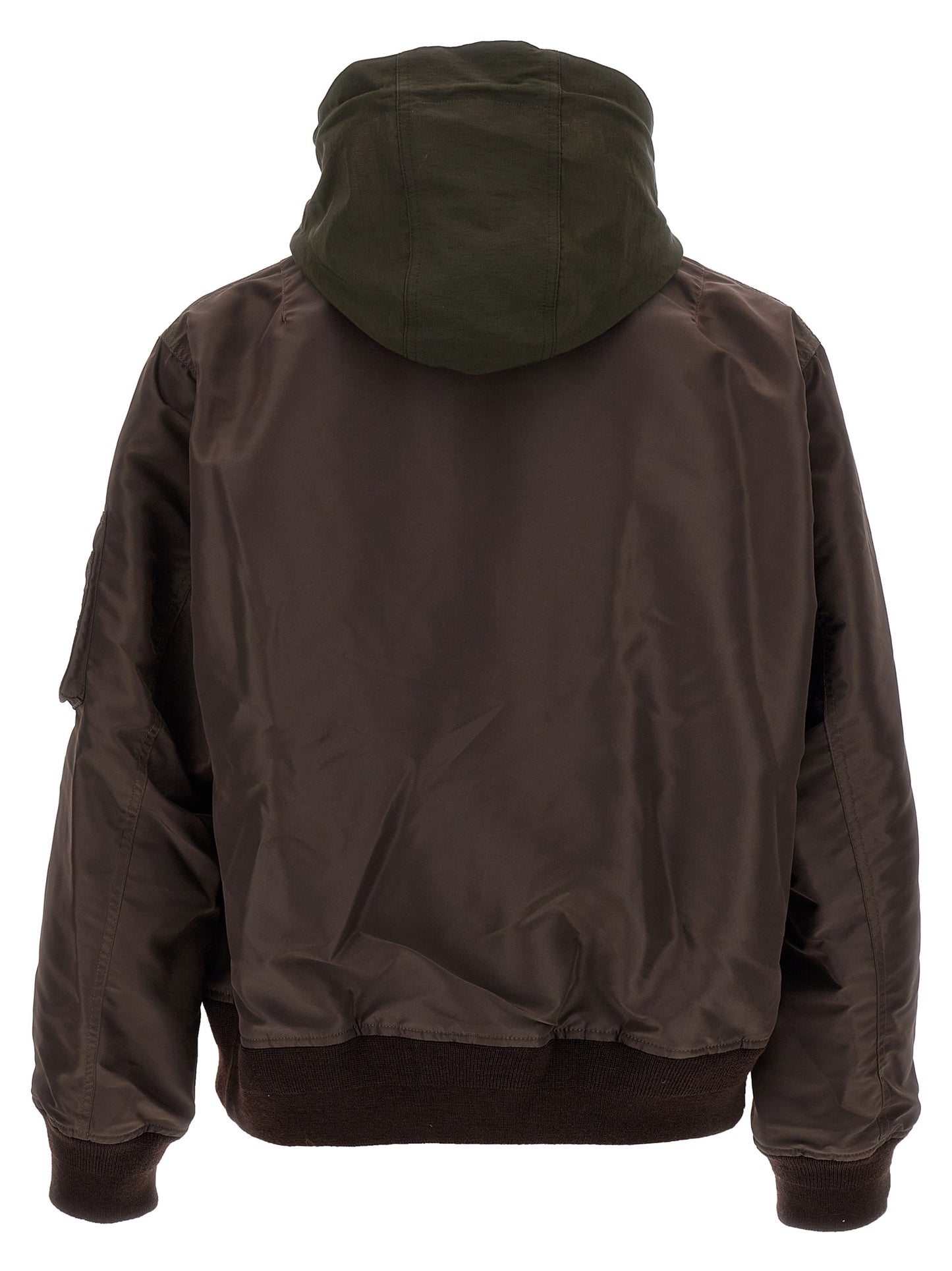 Hooded nylon bomber jacket Down jacket, Parka, Casual jackets