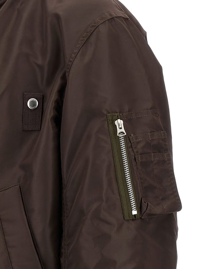Hooded nylon bomber jacket Down jacket, Parka, Casual jackets