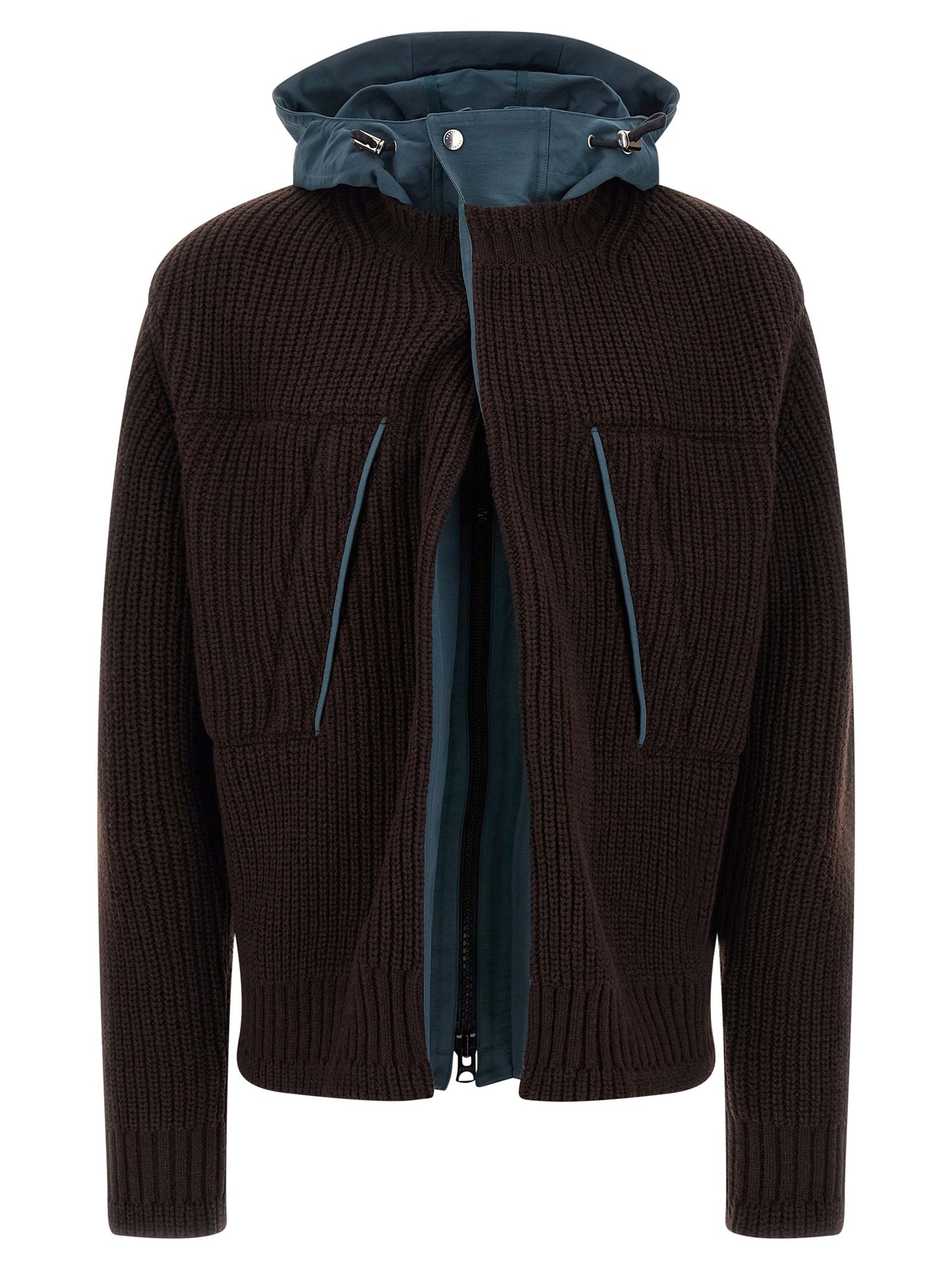 Nylon insert cardigan Sweater, cardigans
