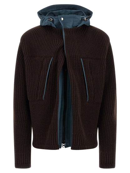Nylon insert cardigan Sweater, cardigans